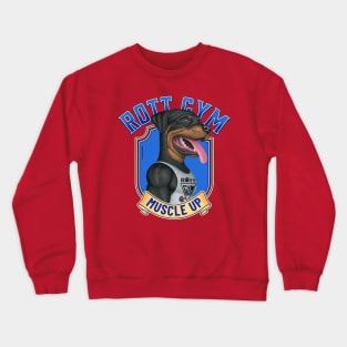 Cute Rottie with blue Rott gym muscle up Crewneck Sweatshirt